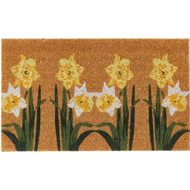 Printed Daffodil Coir Doormat 45x75 cm — top view
