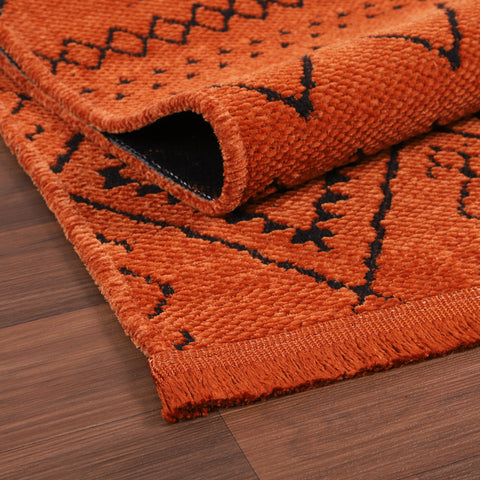 Machine Washable Rug RW1801 – ORANGE Soft Chenille