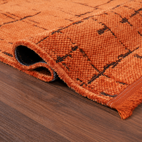 Machine Washable Rug NT201 – ORANGE Soft Chenille