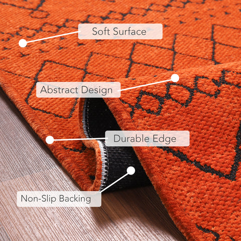 Machine Washable Rug RW1801 – ORANGE Soft Chenille
