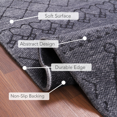 Machine Washable Rug RW1801 – DARK GRAY Soft Chenille