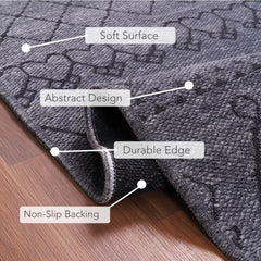 Machine Washable Rug RW1801 – DARK GRAY Soft Chenille