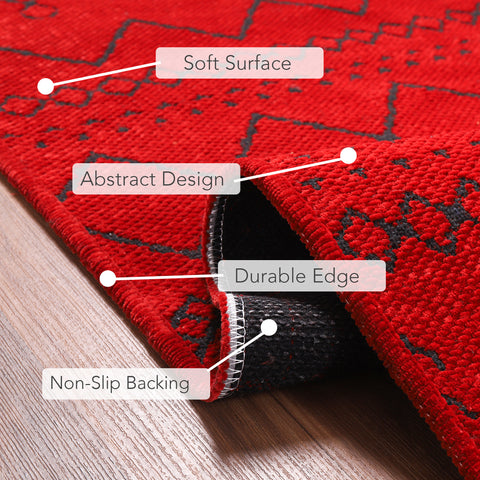 Machine Washable Rug RW1801 – RED Soft Chenille