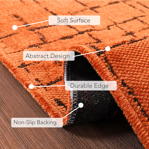 Machine Washable Rug NT201 – ORANGE Soft Chenille