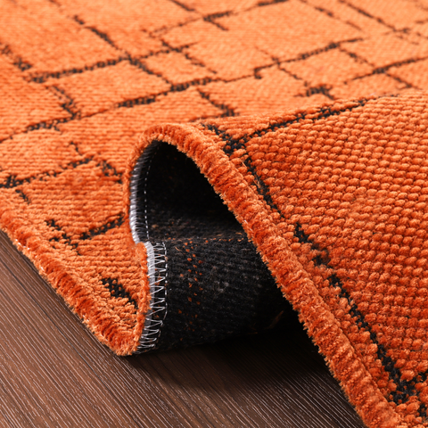 Machine Washable Rug NT201 – ORANGE Soft Chenille