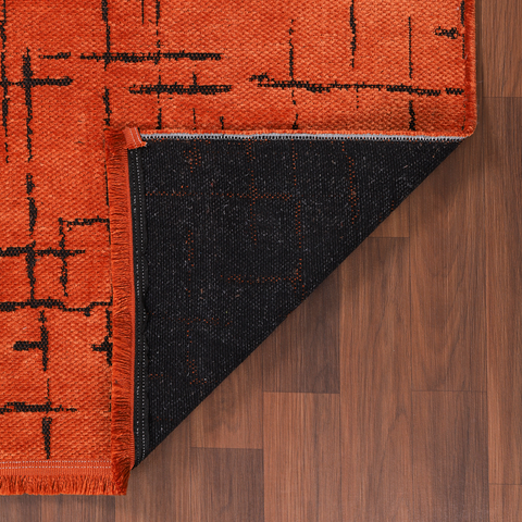 Machine Washable Rug NT201 – ORANGE Soft Chenille