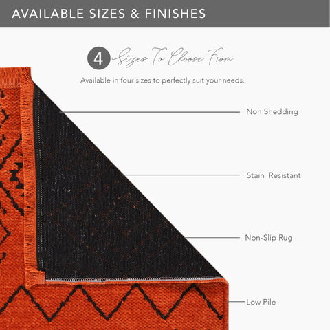 Machine Washable Rug RW1801 – ORANGE Soft Chenille