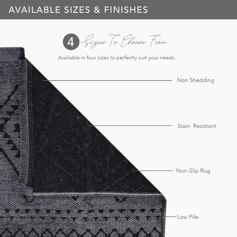 Machine Washable Rug RW1801 – DARK GRAY Soft Chenille