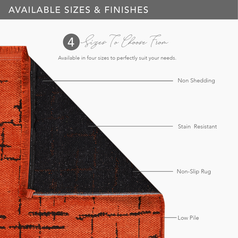 Machine Washable Rug NT201 – ORANGE Soft Chenille