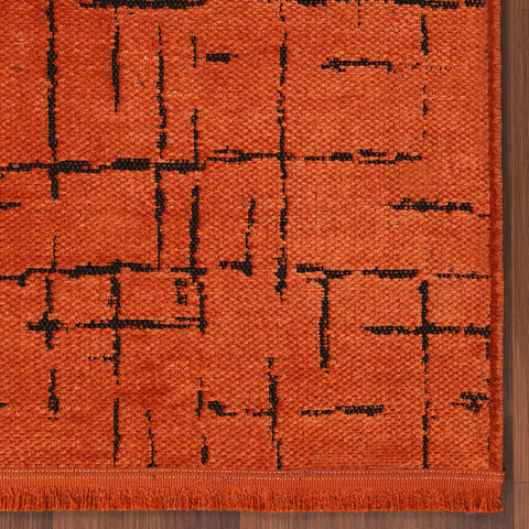 Machine Washable Rug NT201 – ORANGE Soft Chenille