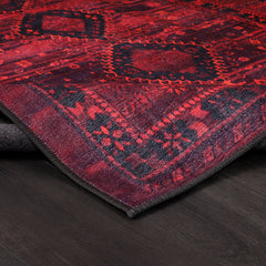 Rugs Depot RW1009 – Machine Washable Red Tribal Medallion Rug | Oriental Geometric Carpet for Living Room, Bedroom & Office