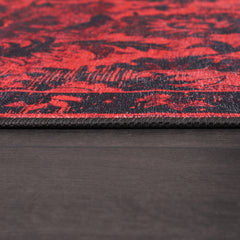 Rugs Depot RW1010 – Machine Washable Red Vintage Floral Rug | Damask-Inspired Oriental Carpet for Living Room, Bedroom & Dining