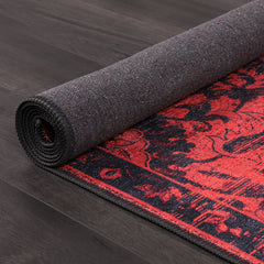 Rugs Depot RW1010 – Machine Washable Red Vintage Floral Rug | Damask-Inspired Oriental Carpet for Living Room, Bedroom & Dining