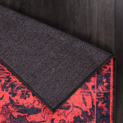 Rugs Depot RW1010 – Machine Washable Red Vintage Floral Rug | Damask-Inspired Oriental Carpet for Living Room, Bedroom & Dining