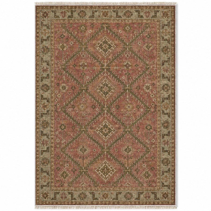 Diamond Rampart Brown Seljuk Washable Rug