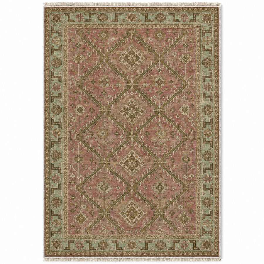 Diamond Rampart Clay & Sage Seljuk Washable Rug
