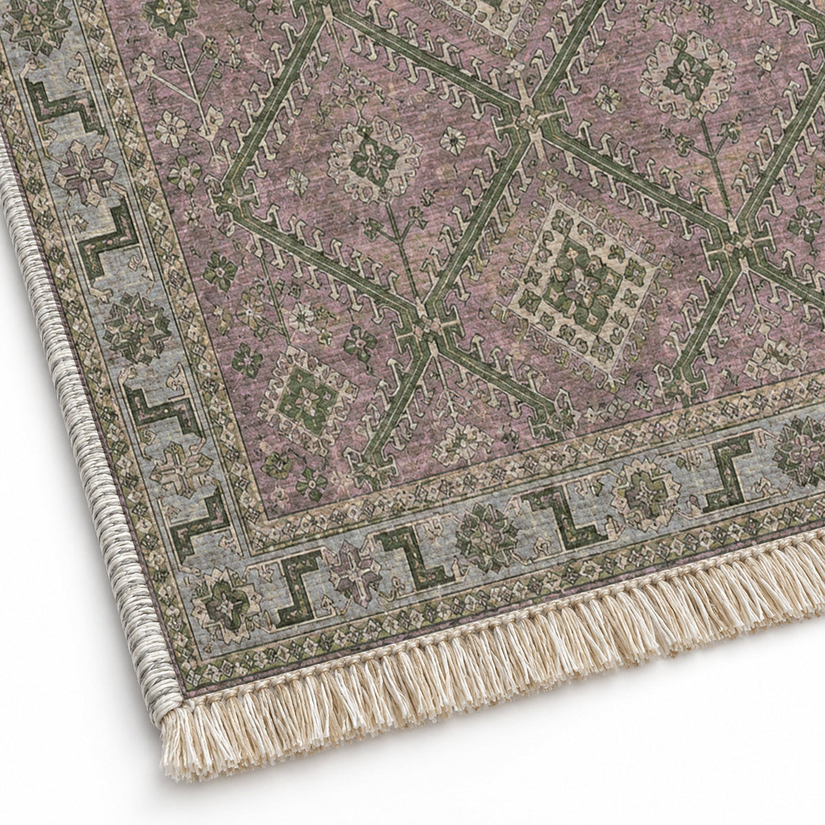Diamond Rampart Graphite & Linen washable rug close-up of the printed chenille