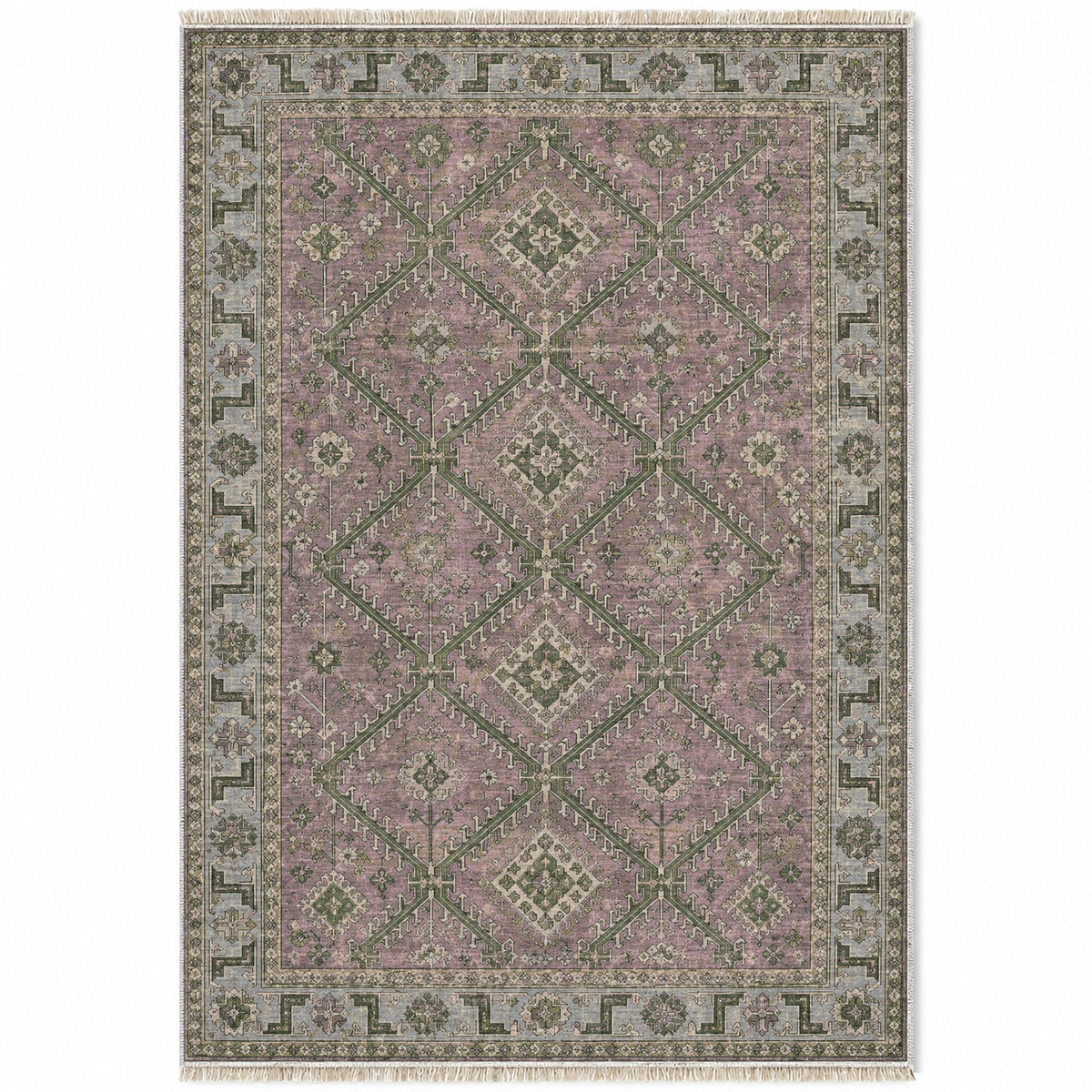 Diamond Rampart Graphite & Linen washable rug top view