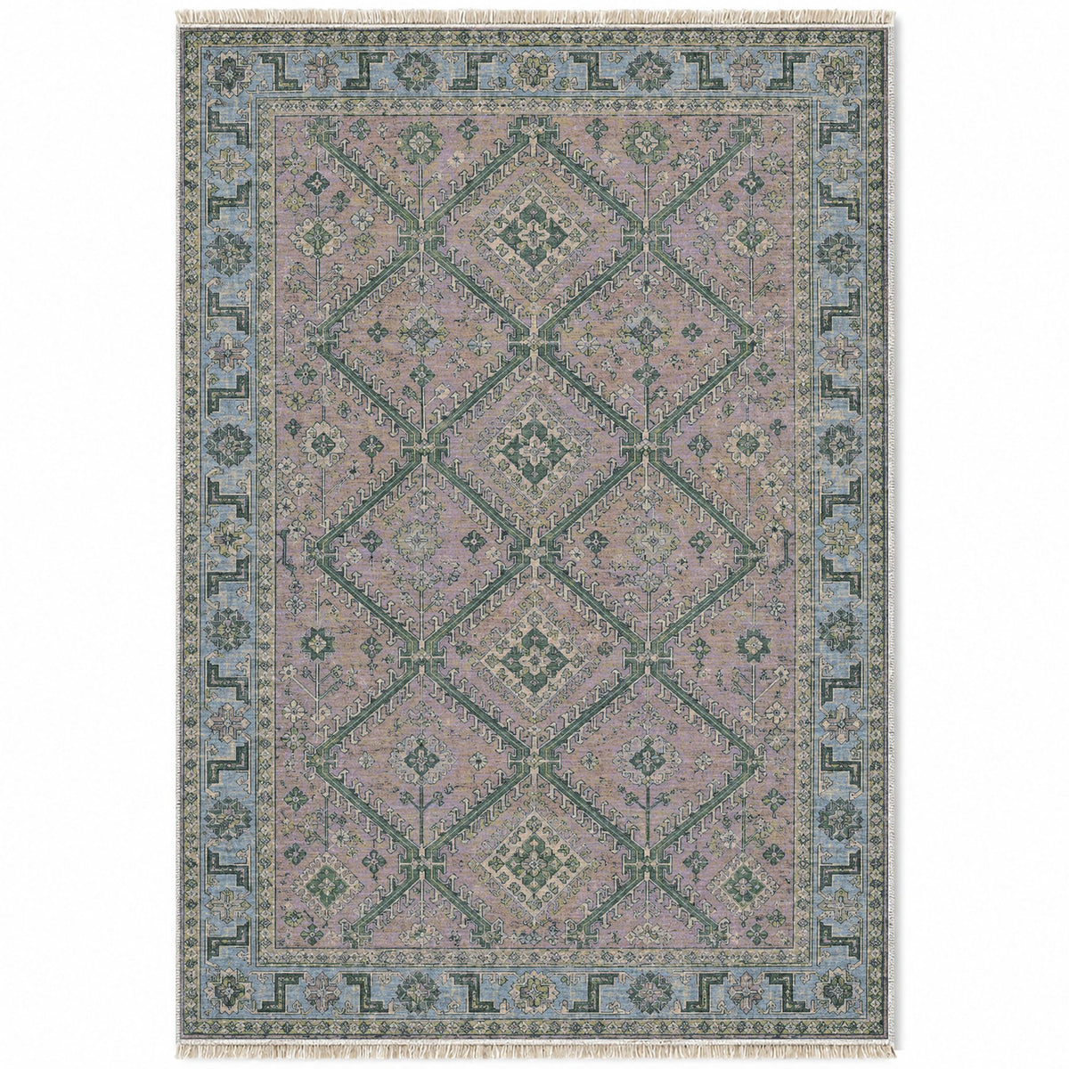Diamond Rampart Mineral Blue washable rug top view