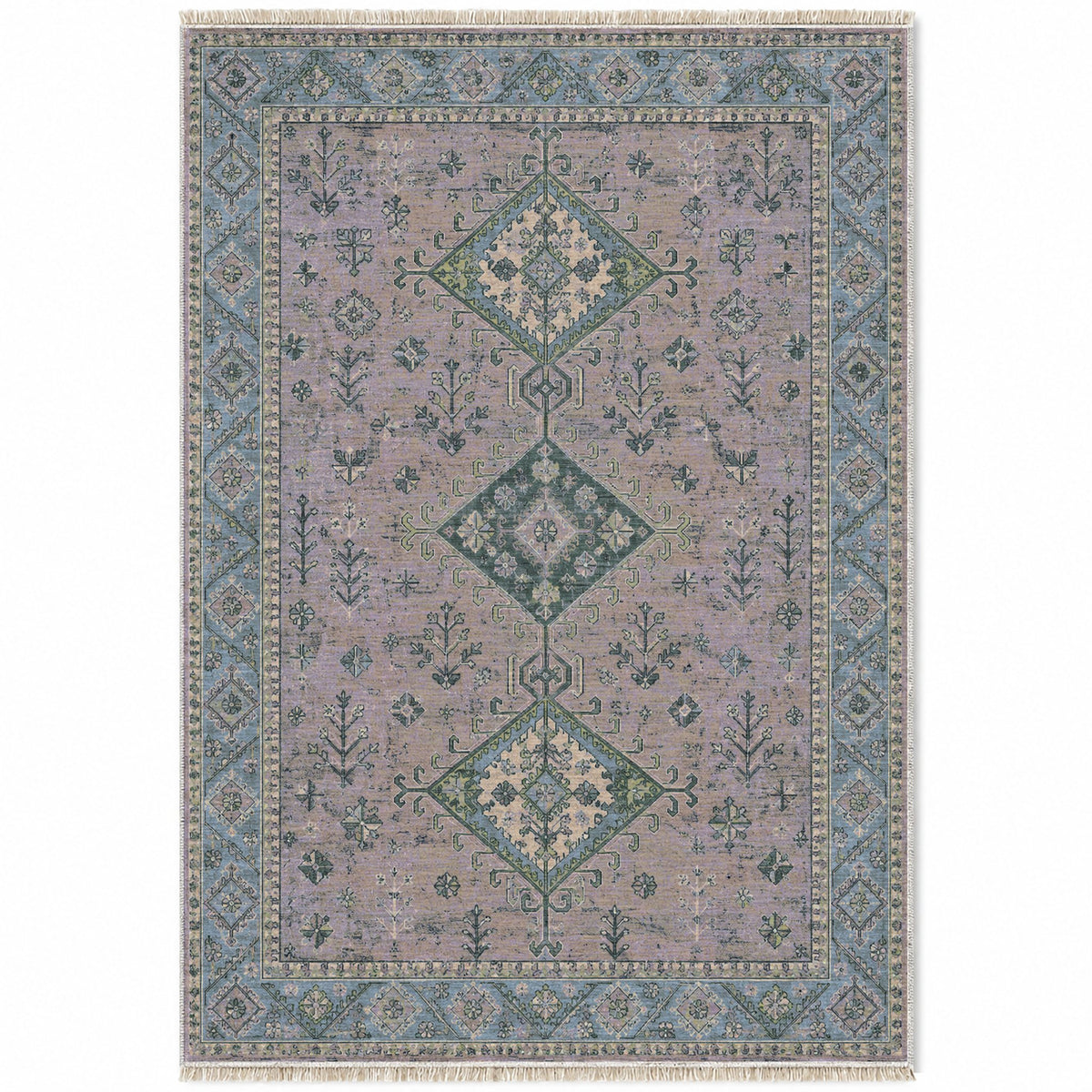 Dosemealti Diamond Mineral Blue washable rug top view