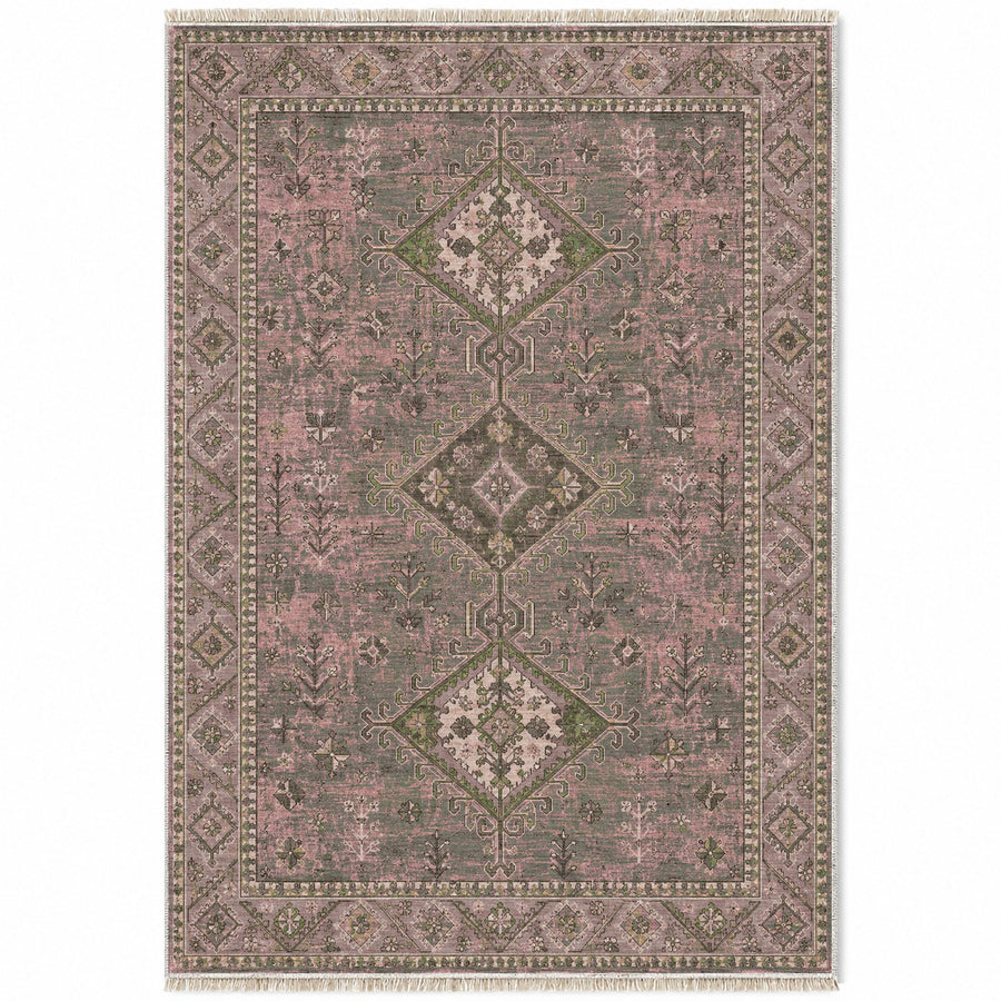 Dosemealti Diamond Rose & Olive Anatolian Washable Rug