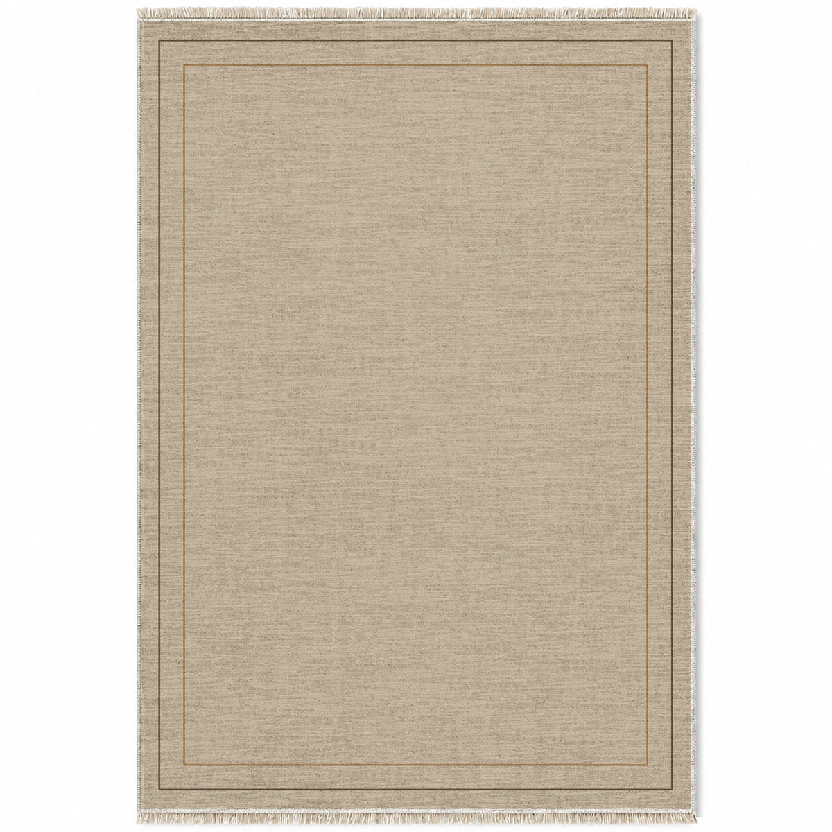 Double Frame Oat & Cocoa washable rug top view