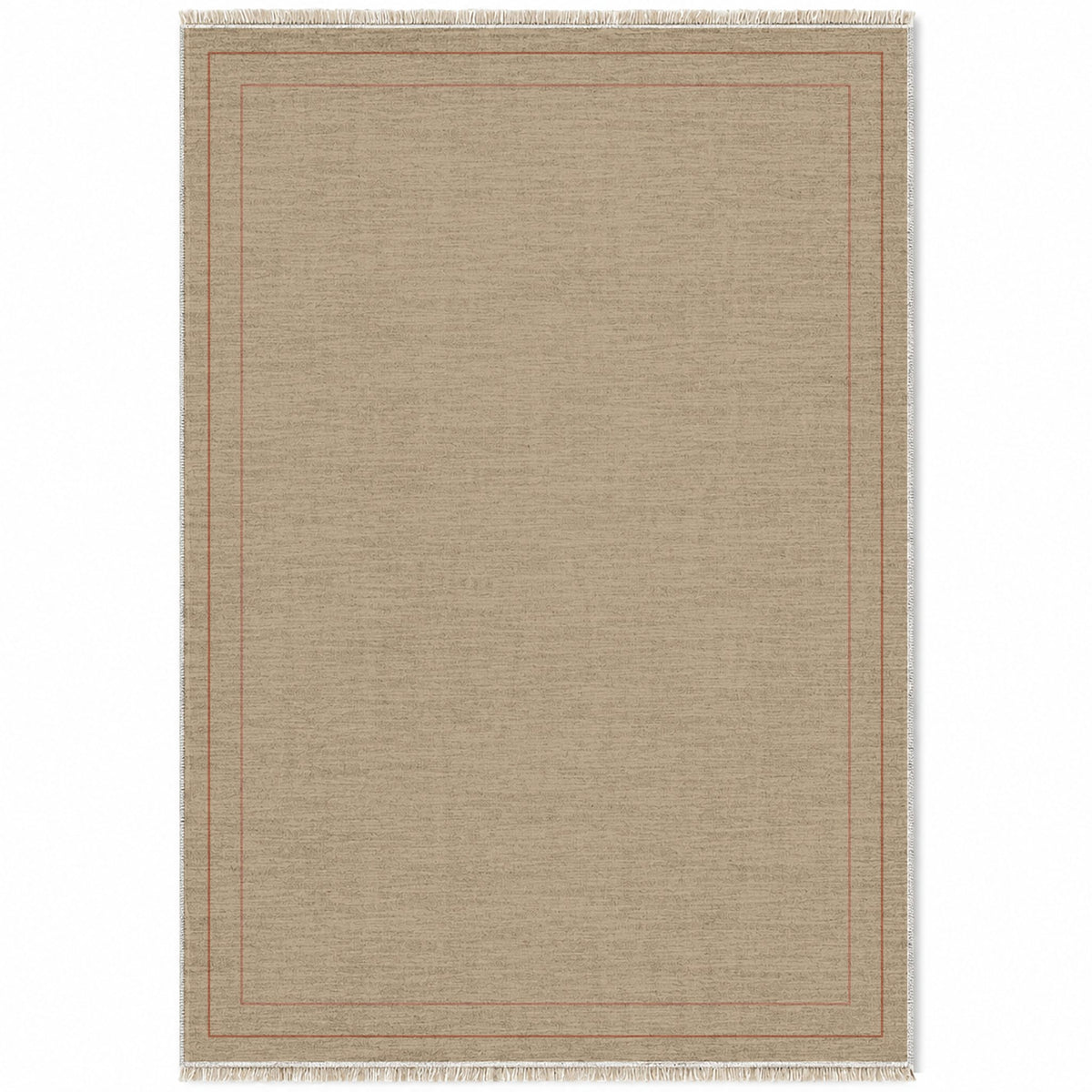 Double Frame Sand & Terracotta washable rug top view