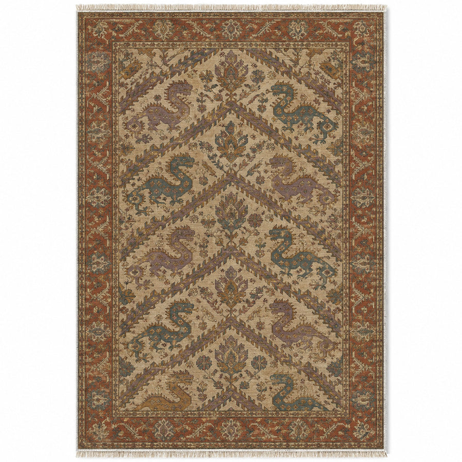 Dragon Lattice Brown & Beige Caucasian Washable Rug