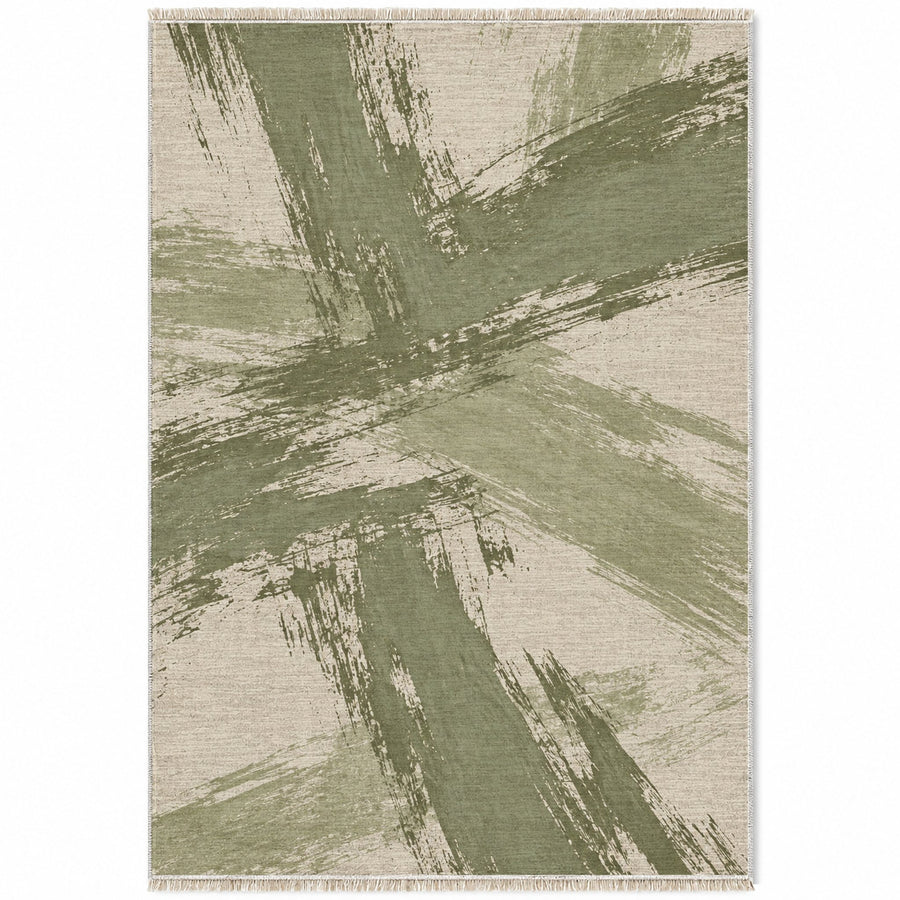 Dry Brush Ivory & Sage Abstract Washable Rug