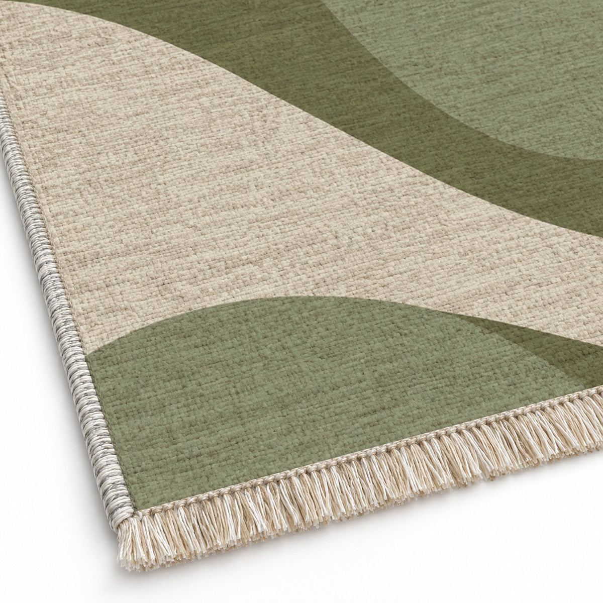 Dune Shadow Ivory & Sage washable rug close-up of the printed chenille