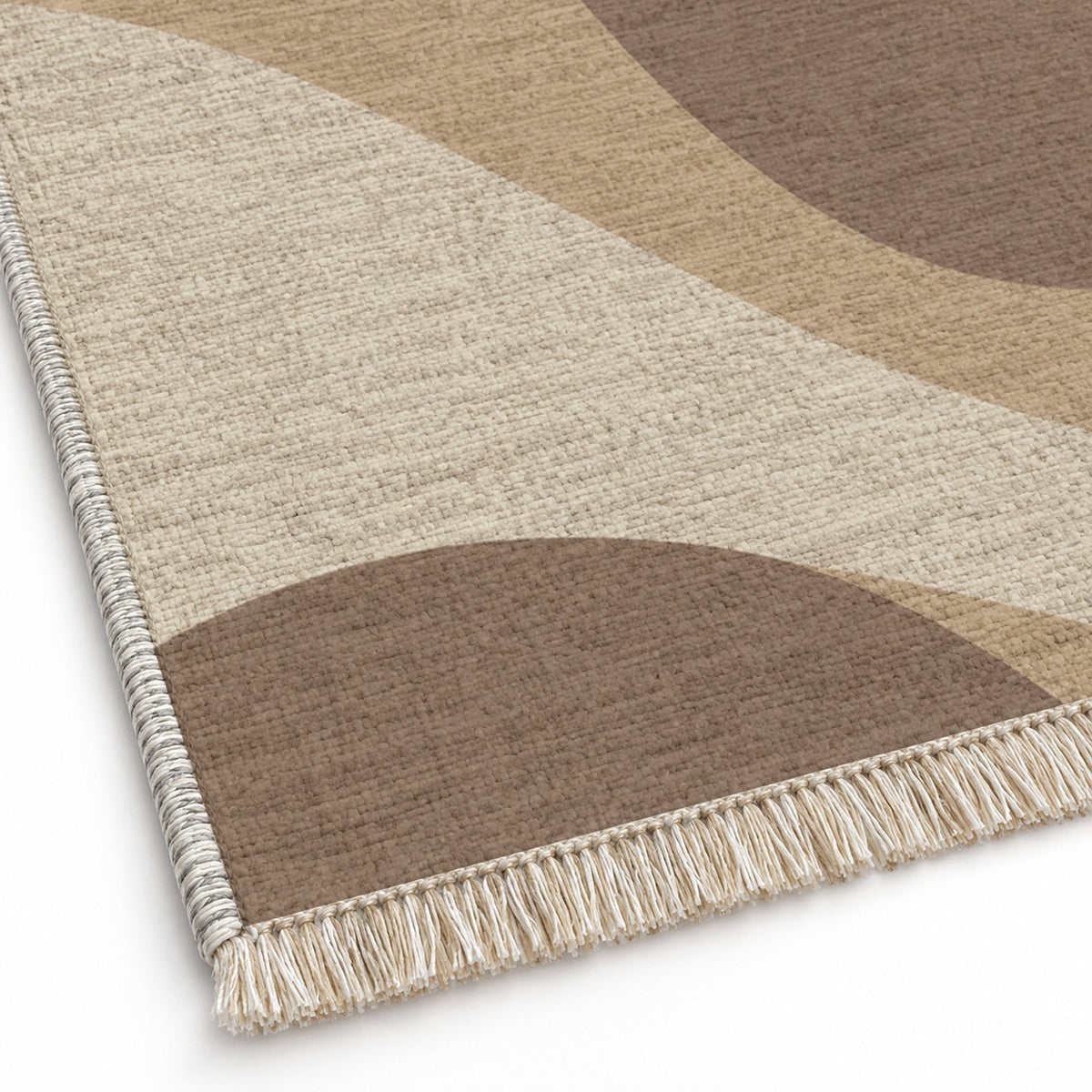 Dune Shadow Ivory & Taupe washable rug close-up of the printed chenille