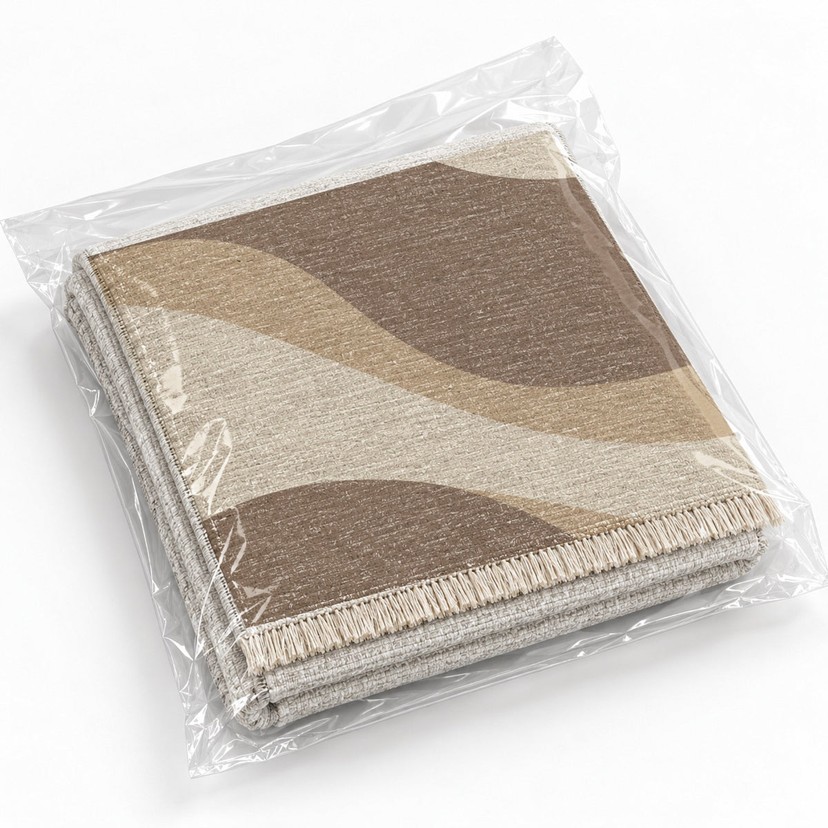 Dune Shadow Ivory & Taupe washable rug rolled and packaged
