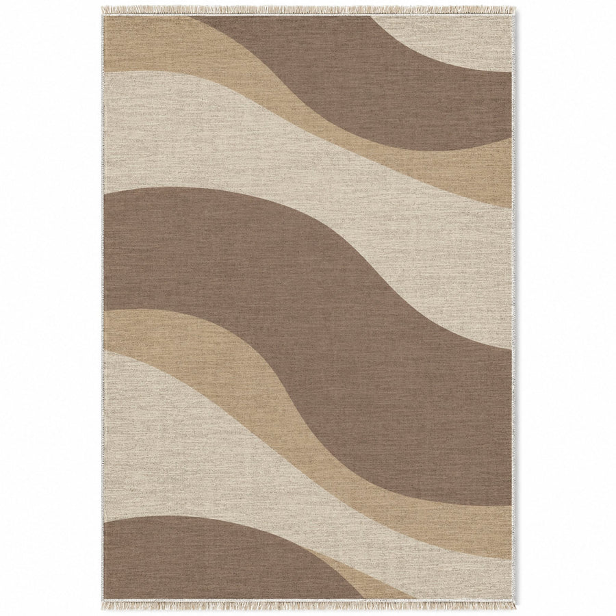 Dune Shadow Ivory & Taupe Abstract Washable Rug