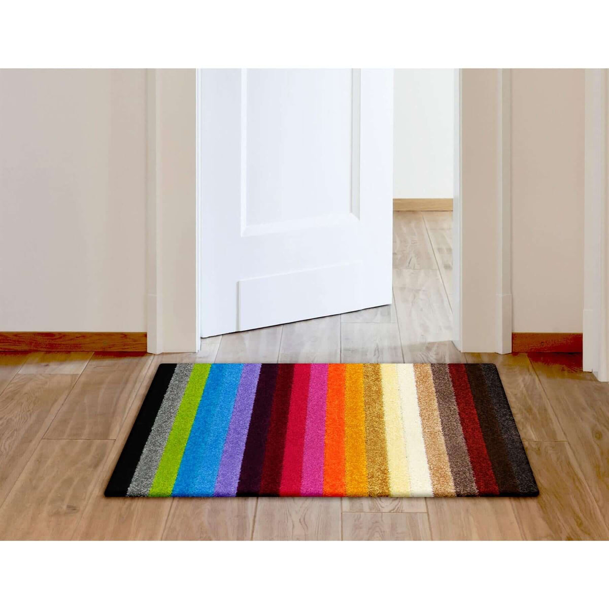 Linea Rainbow Striped Washable Rugs & Runners — room photo 4