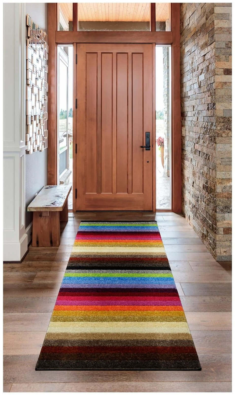 Linea Rainbow Striped Washable Rugs & Runners — room photo 5