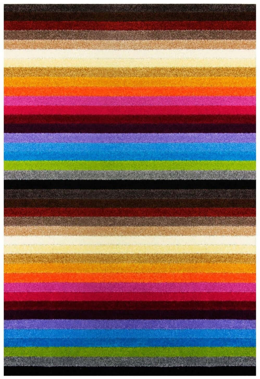 Linea Rainbow Striped Washable Rugs & Runners — top view