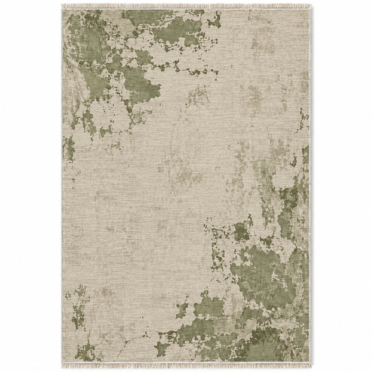 Eroded Fresco Ivory & Sage washable rug top view
