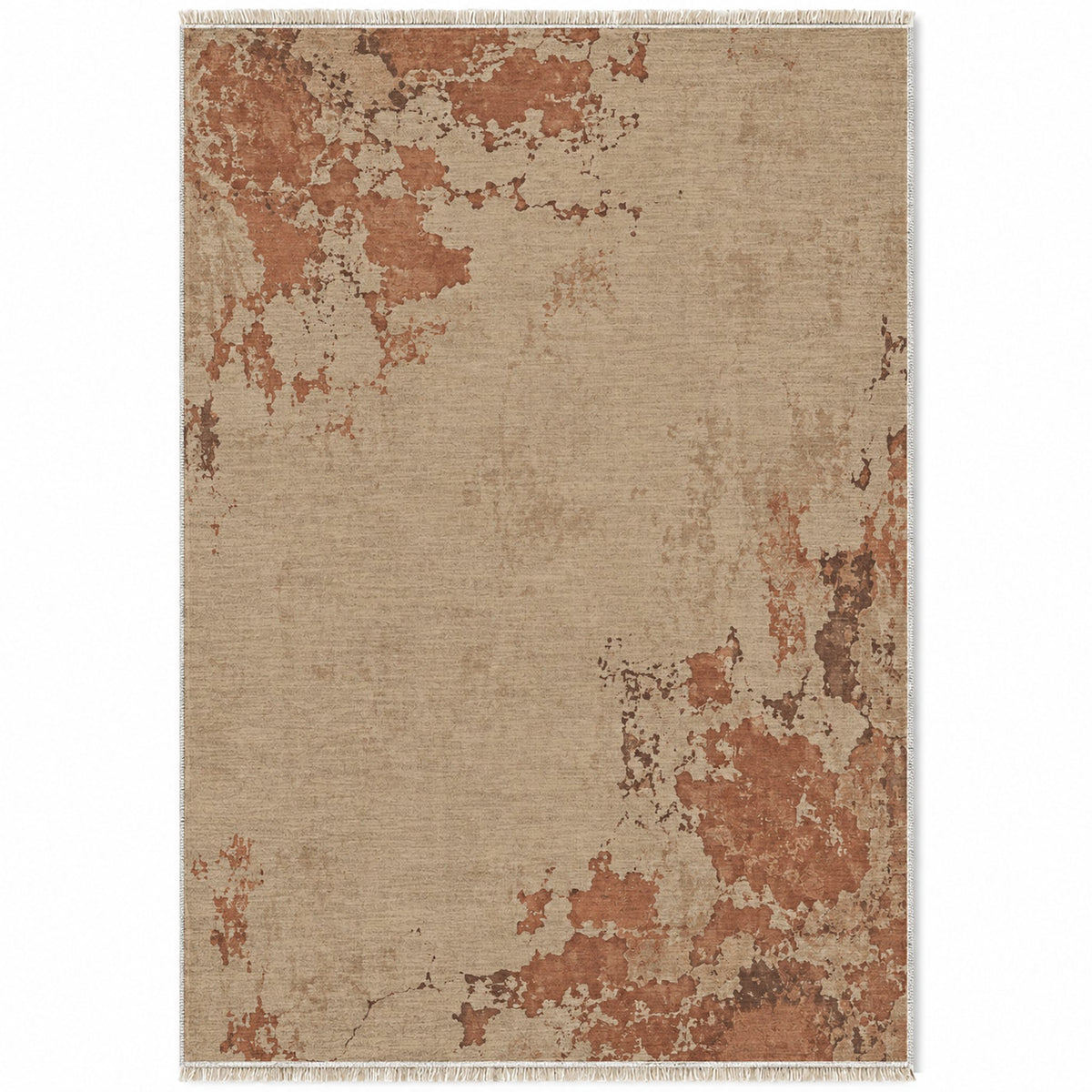 Eroded Fresco Sand & Terracotta washable rug top view