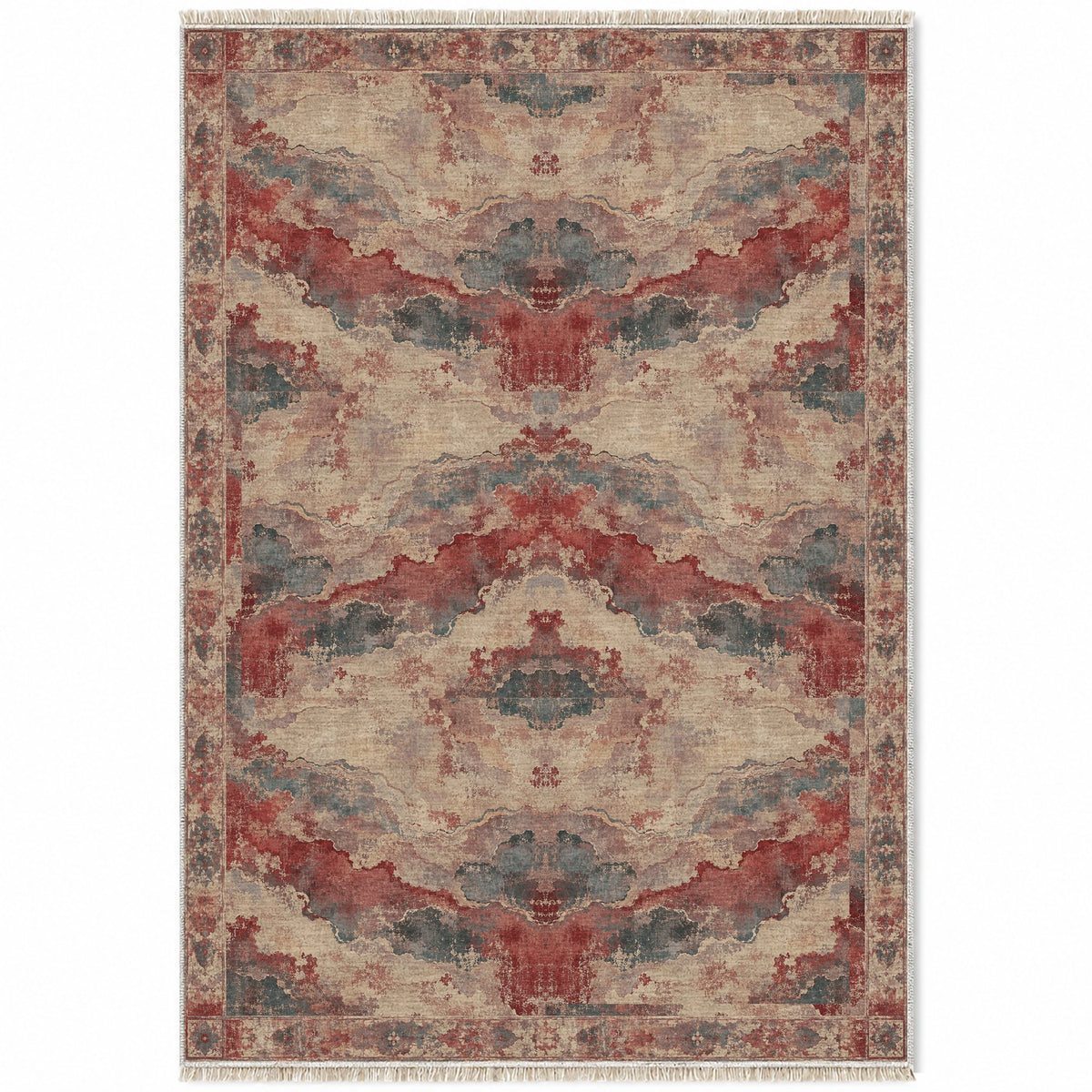 Eroded Horizon Rose & Mineral washable rug top view