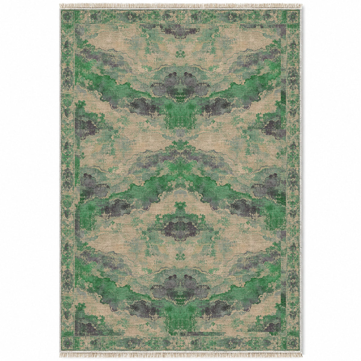 Eroded Horizon Teal & Plum washable rug top view