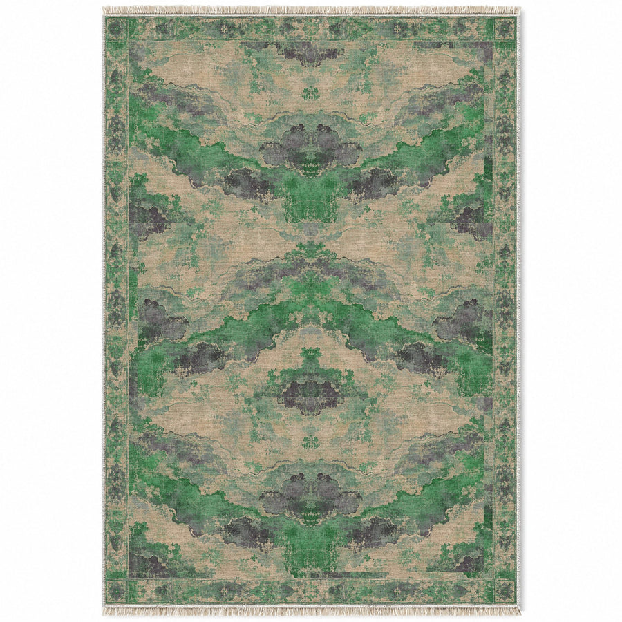 Eroded Horizon Teal & Plum Distressed Washable Rug