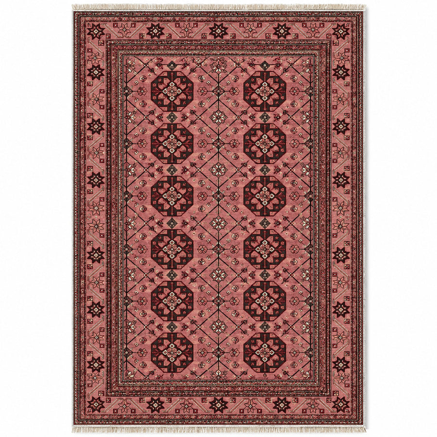 Ersari Lattice Faded Pink Afghan Washable Rug