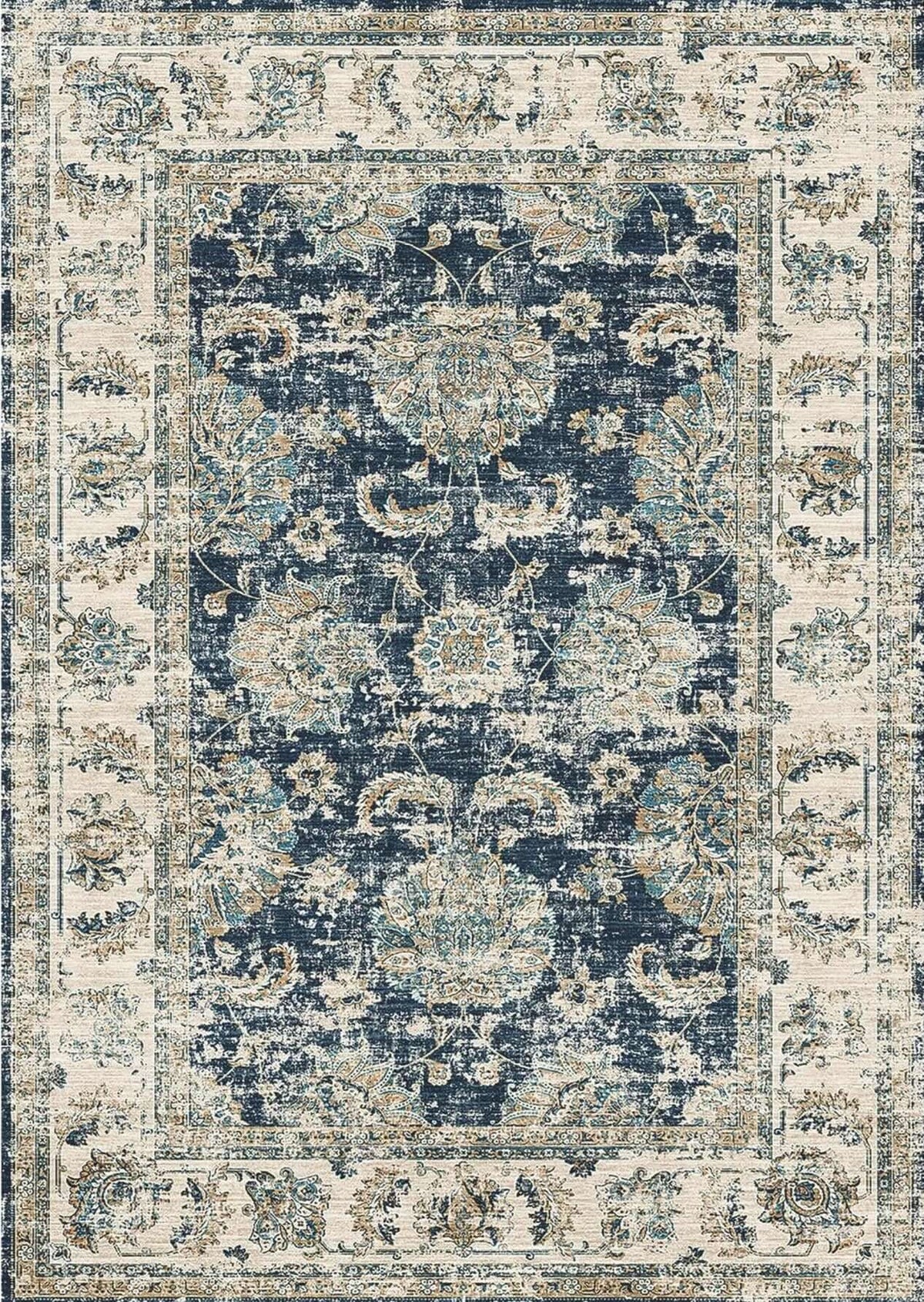 Perla Vintage Washable Rug — top view