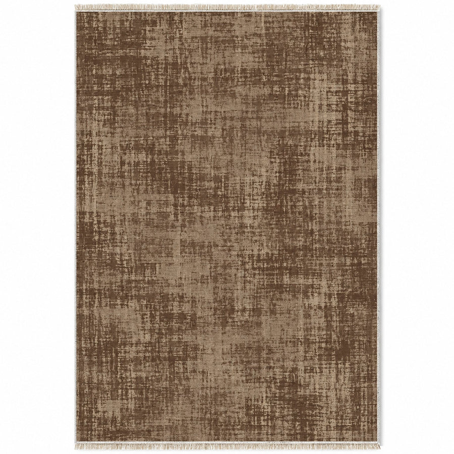 Faded Burlap Cocoa & Taupe Textured Washable Rug