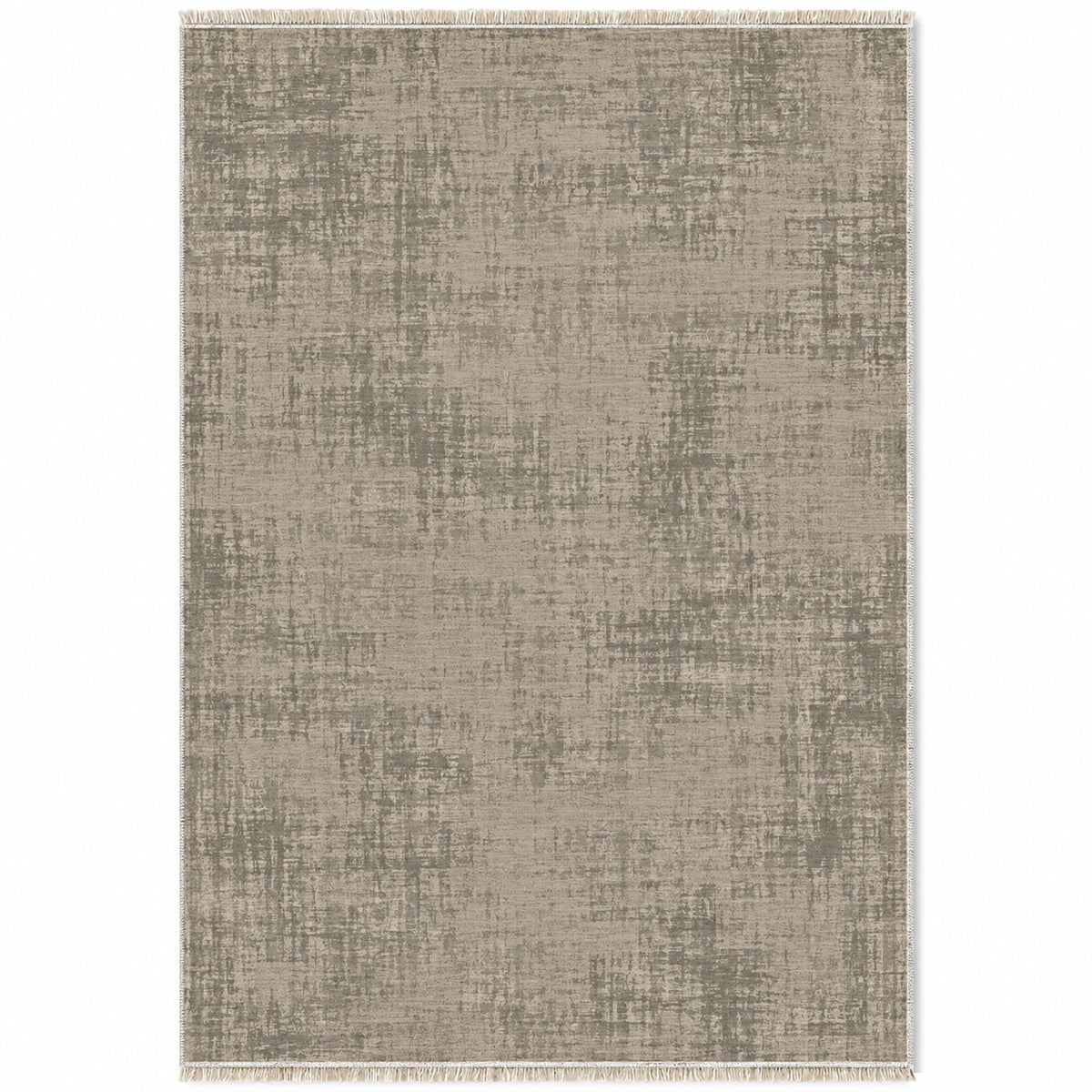 Faded Burlap Greige & Stone washable rug top view