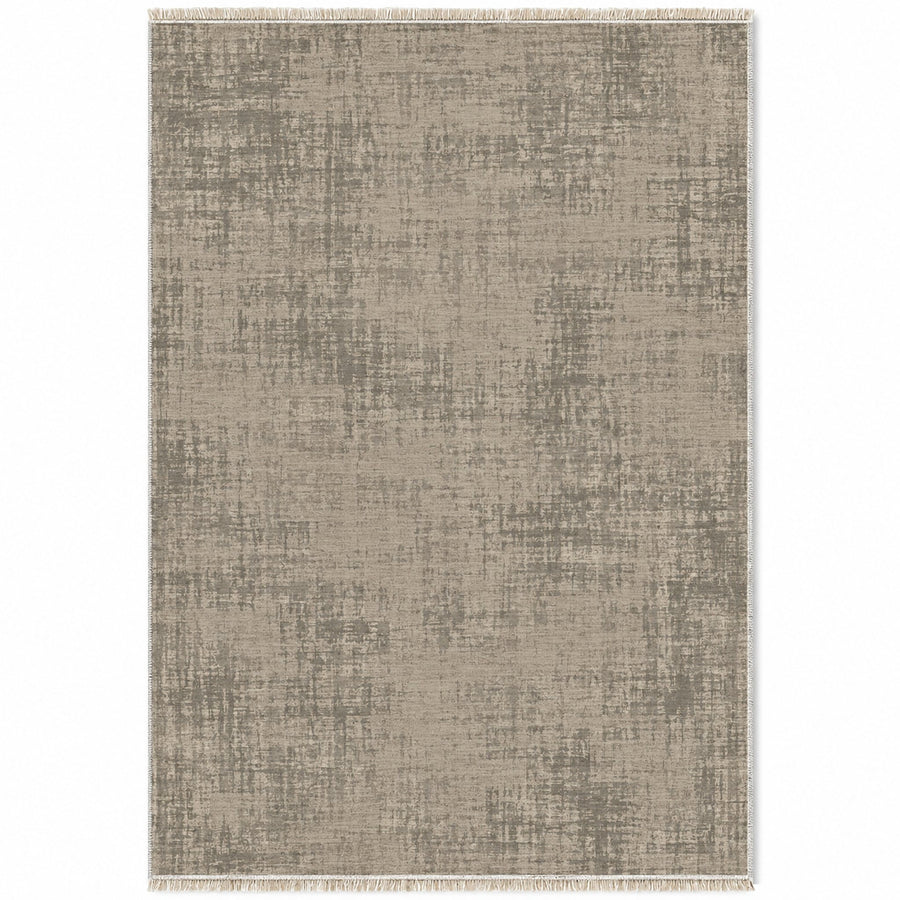Faded Burlap Greige & Stone Textured Washable Rug
