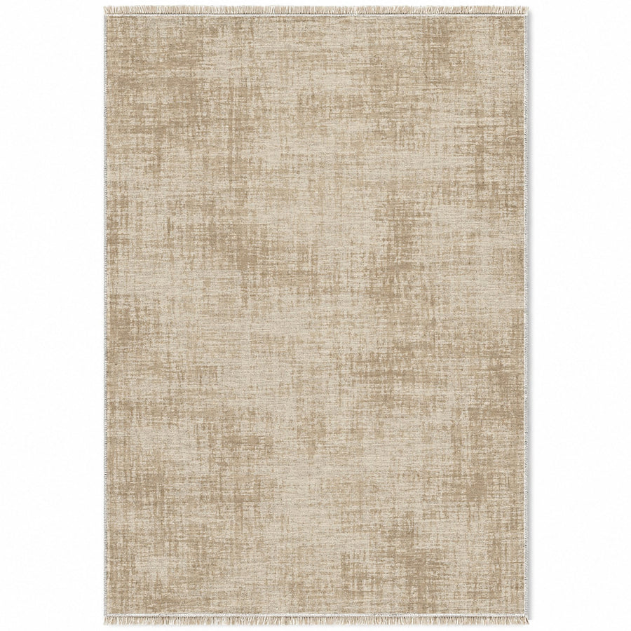 Faded Burlap Ivory & Oat Textured Washable Rug