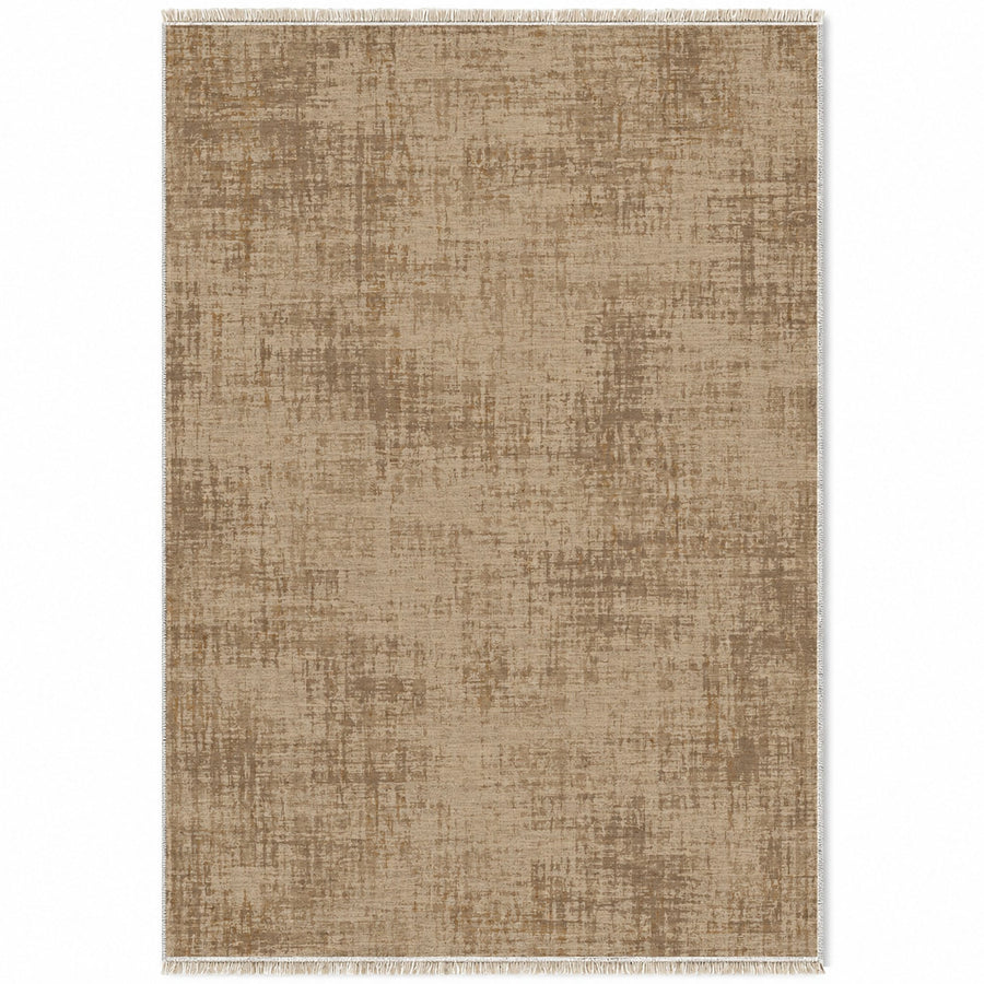 Faded Burlap Sand & Taupe Textured Washable Rug