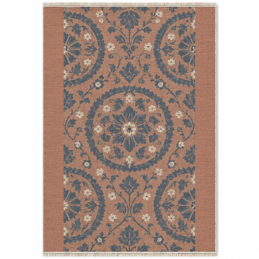 Faded Suzani Clay & Denim Vintage Washable Rug