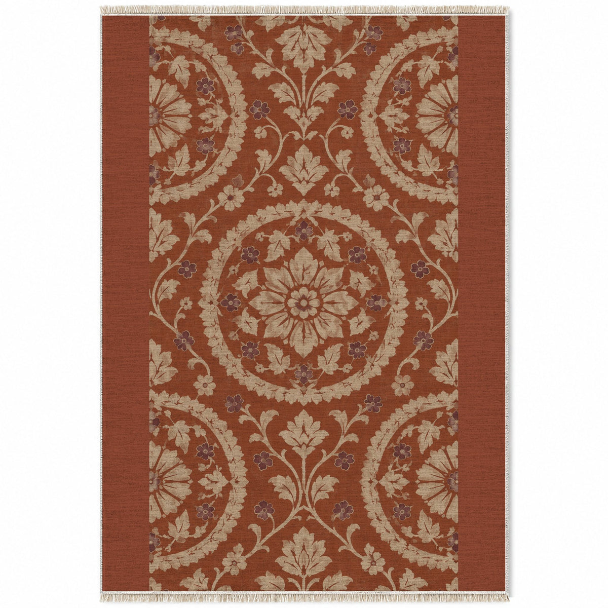 Faded Suzani Rust & Sand washable rug top view